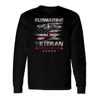 Submarine Veteran Honoring All Who Service Flag Veterans Day Long Sleeve T-Shirt T-Shirt | Mazezy