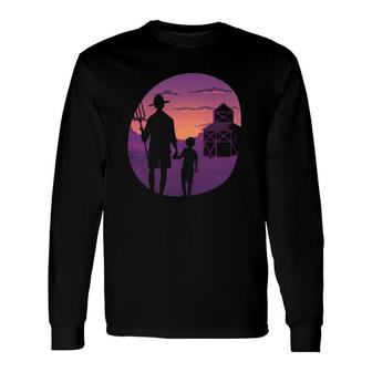 Sunset Farmer Vintage Retro Long Sleeve T-Shirt T-Shirt | Mazezy