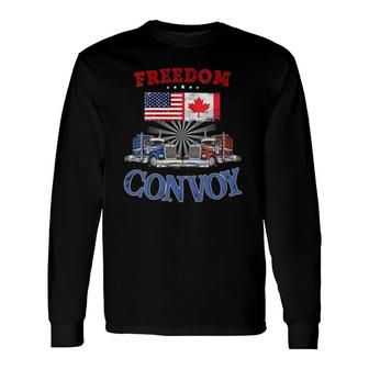 I Support Truckers Freedom Convoy 2022 Long Sleeve T-Shirt T-Shirt | Mazezy