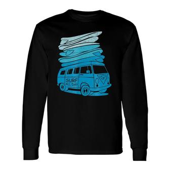 Surf All Day Vintage Style Graphic Long Sleeve T-Shirt T-Shirt | Mazezy
