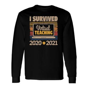 I Survived Virtual Teaching 2021 Vintage Survivor Teacher Long Sleeve T-Shirt T-Shirt | Mazezy