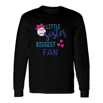 Sweet Little Sister Biggest Fan Baseball Long Sleeve T-Shirt - Thegiftio UK