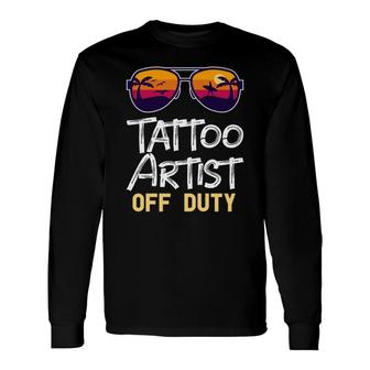 Tattoo Artist Off Duty Sunglasses Beach Sunset Long Sleeve T-Shirt - Seseable