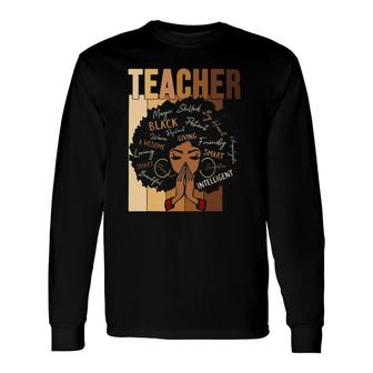 Teacher Black Afro African Black History Month Long Sleeve T-Shirt T-Shirt | Mazezy
