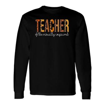 Teacher Of The Visually Impaired Leopard Fall Autumn Long Sleeve T-Shirt T-Shirt | Mazezy