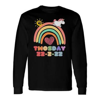 Teaching 2Nd Grade On Twosday 2-22-22 Unicorn Rainbow Long Sleeve T-Shirt T-Shirt | Mazezy