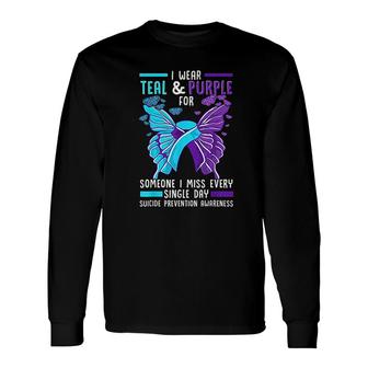 Teal And Purple Ribbon Suicide Prevention Awareness Long Sleeve T-Shirt - Thegiftio UK