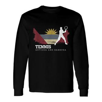Tennis Antigua & Barbuda Flag Team Tennis Player Tennis Long Sleeve T-Shirt T-Shirt | Mazezy