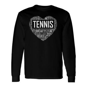 Tennis Lover Heart Love For Players And Coaches Long Sleeve T-Shirt T-Shirt | Mazezy