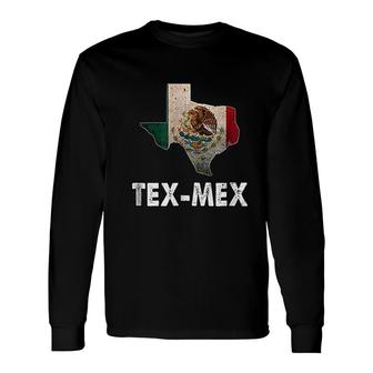 Tex Mex Texas State With Mexican Flag Long Sleeve T-Shirt T-Shirt | Mazezy