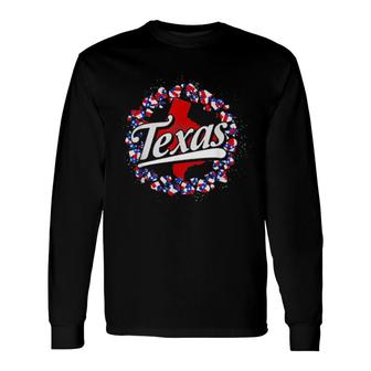Texan Pride Texas Flag Hearts Us State Patriotic Texas Long Sleeve T-Shirt T-Shirt | Mazezy