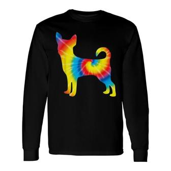 Tie Dye Chihuahua Rainbow Print Long Sleeve T-Shirt | Mazezy