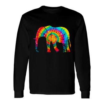 Tiedye Pattern And Tye Dye Colors And Animal Elephant Long Sleeve T-Shirt | Mazezy