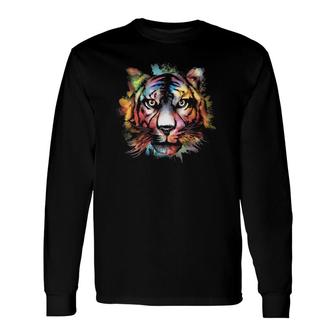 Tiger Watercolor Bengal Tiger Head Animal Lover Bengal Tiger Long Sleeve T-Shirt T-Shirt | Mazezy