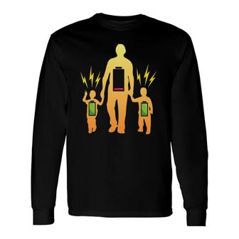 Tired Father Of Twins With Low Battery Long Sleeve T-Shirt T-Shirt | Mazezy