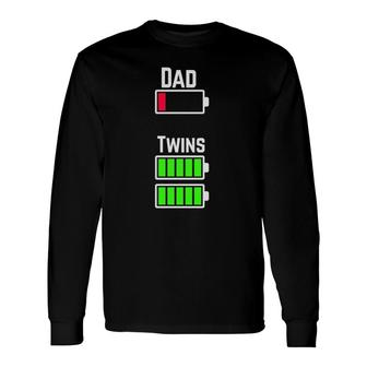 Tired Twin Dad Low Battery Charge Meme Image Long Sleeve T-Shirt T-Shirt | Mazezy