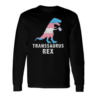 Transsaurus Rex Dinosaur In Transgender Flag For Trans Pride Long Sleeve T-Shirt T-Shirt | Mazezy