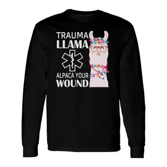 Trauma Llama Alpaca Your Wound Ems Nurse V Neck Long Sleeve T-Shirt T-Shirt | Mazezy