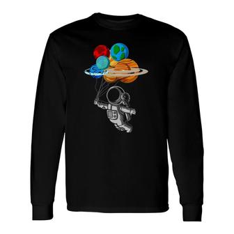 Travel Balloons Planets Cute Astronaut Outer Space Science Long Sleeve T-Shirt T-Shirt | Mazezy