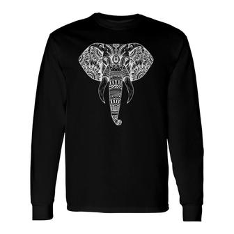 Trendy Elephant Tribal Indian Elephant Mandala Tribal Art Long Sleeve T-Shirt T-Shirt | Mazezy