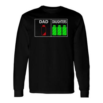 Triplet Dad Of Three Daughters Father's Day Long Sleeve T-Shirt T-Shirt | Mazezy