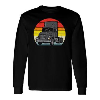 Truck Retro Truckin Big Rig Semi Trailer Driver Trucker Long Sleeve T-Shirt | Mazezy