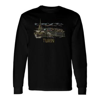 Turin Italy Unique Hand Drawn Art Long Sleeve T-Shirt T-Shirt | Mazezy