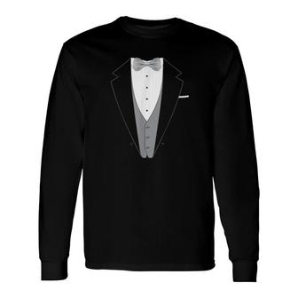 Tuxedo With Bowtie For Weddings Long Sleeve T-Shirt T-Shirt | Mazezy
