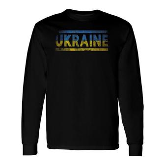 Ukraine Retro Flag Ukrainian Distressed Graphic Long Sleeve T-Shirt T-Shirt | Mazezy