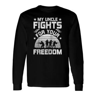 My Uncle Fights For Your Freedom Military Uncle Raglan Baseball Tee Long Sleeve T-Shirt T-Shirt | Mazezy