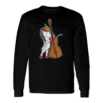 Unicorn Playing Cello Bass Magical Cellist Music Long Sleeve T-Shirt T-Shirt | Mazezy