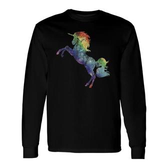 Unicorn Vintage Rainbow Gay Pride Flag Lgbtq Galaxy Long Sleeve T-Shirt T-Shirt | Mazezy