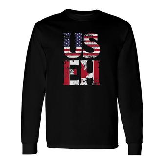 Us Eh American Canadian Meme Quote Long Sleeve T-Shirt | Mazezy