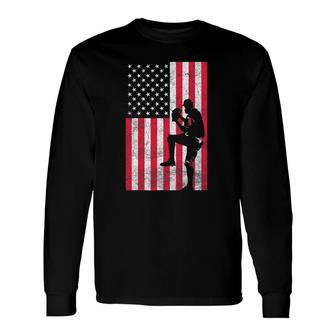 Usa American Flag Baseball Red White Blue 4Th Of July Top Long Sleeve T-Shirt T-Shirt | Mazezy