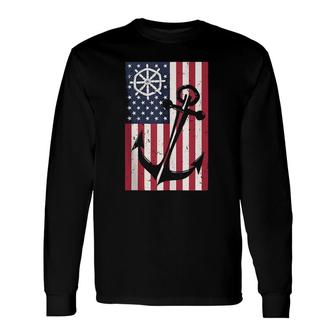 Usa Flag American Anchor Nautical Idea Long Sleeve T-Shirt T-Shirt | Mazezy