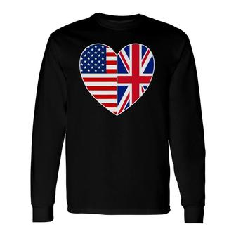 Usa Uk Flag Heart Tee Patriotic Fourth Of July Long Sleeve T-Shirt T-Shirt | Mazezy AU