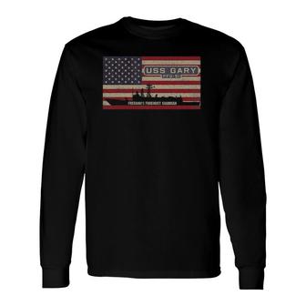 Uss Gary Ffg-51 Frigate Ship Usa American Flag Long Sleeve T-Shirt T-Shirt | Mazezy