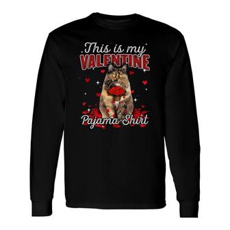 This Is My Valentine Pajama Siberian Cat Long Sleeve T-Shirt T-Shirt | Mazezy
