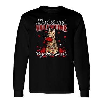 This Is My Valentine Pajama Toyger Cat Long Sleeve T-Shirt T-Shirt | Mazezy
