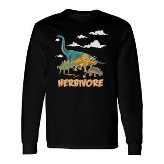 Vegan Herbivore Brontosaurus Dino Long Sleeve T-Shirt T-Shirt | Mazezy