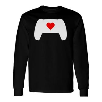 Video Game Controller Heart Gamer Valentine's Day Long Sleeve T-Shirt T-Shirt | Mazezy