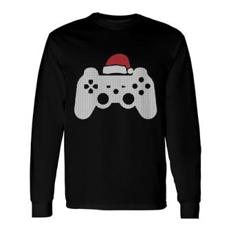 Videogame Controller Santa Hat Christmas Gaming Xmas Gamer Long Sleeve T-Shirt T-Shirt | Mazezy