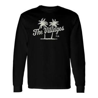The Villages Florida Vintage 70S Palm Trees Graphic Long Sleeve T-Shirt T-Shirt | Mazezy