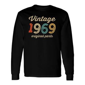 Vintage 1969 Original Parts Birthday Italic Dark Long Sleeve T-Shirt T-Shirt | Mazezy