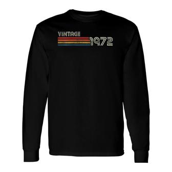Vintage 1972 Chest Stripe 50 Birthday V-Neck Long Sleeve T-Shirt T-Shirt | Mazezy