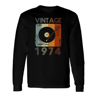 Vintage 1974 Retro Record Player Birthday Vinyl Dj Long Sleeve T-Shirt T-Shirt | Mazezy AU