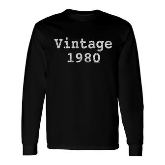 Vintage 1980 Distressed Vintage Print Long Sleeve T-Shirt - Thegiftio