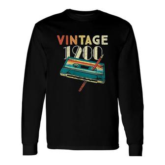 Vintage 1980 Music Cassette 40th Birthday 40 Years Old Long Sleeve T-Shirt - Thegiftio UK