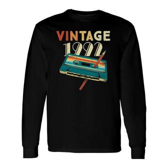 Vintage 1992 Music Cassette 30Th Birthday 30 Years Old Long Sleeve T-Shirt T-Shirt | Mazezy