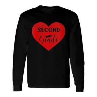 Vintage 2Nd Grade School Heart Love Valentine's Day Long Sleeve T-Shirt T-Shirt | Mazezy